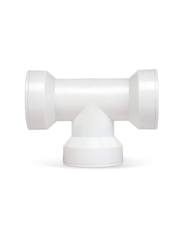 Kenny 48QLK Insta-Plumb Push Fit 3-Way Kitchen Coupling Tee, White, 1-1 2  Supply