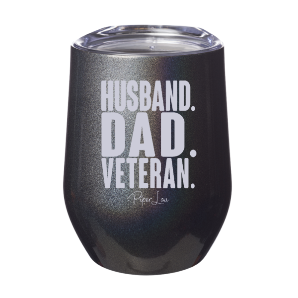 Husband Dad Veteran 12oz Stemless Wine Cup Sale - Image 5