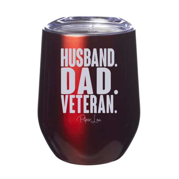 Husband Dad Veteran 12oz Stemless Wine Cup Sale